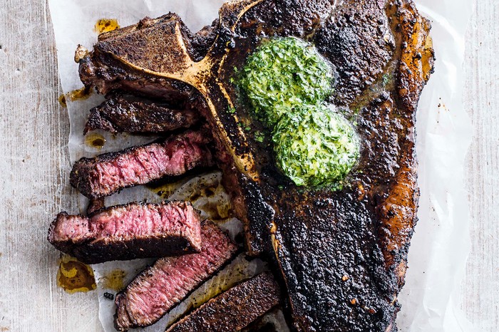 coffee-rubbed steak with lemon coriander butter