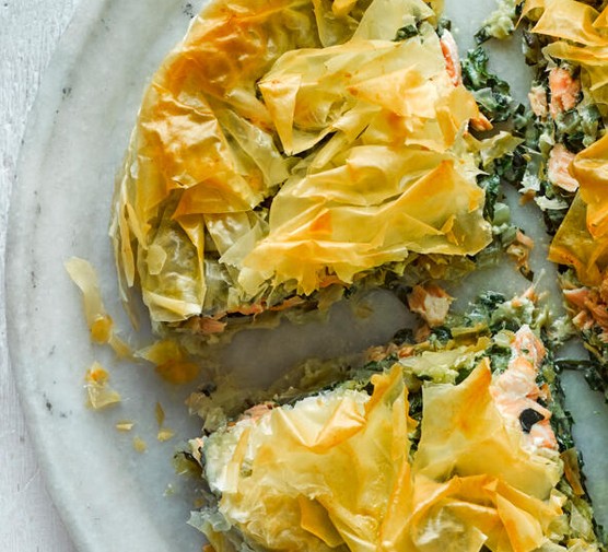 Salmon and chard pie