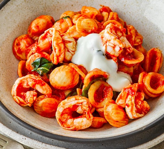 Prawn Harissa Pasta Recipe Prawn, basil and harissa pasta
