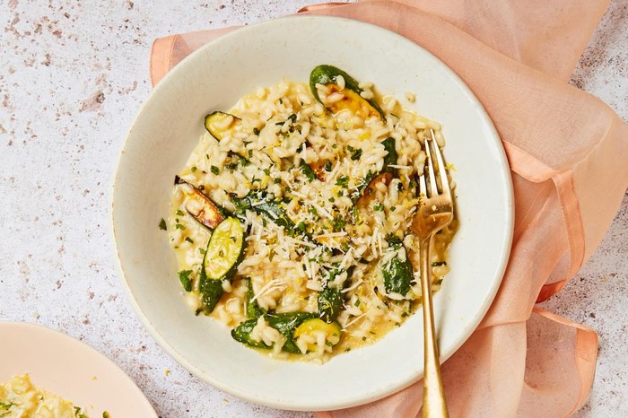 Courgette risotto with mint, lemon and parmesan